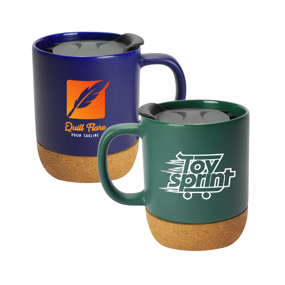 Ceramic Mugs with Lid and Cork Base 385 ml - Design & Printing Company Product from Digital Canvas