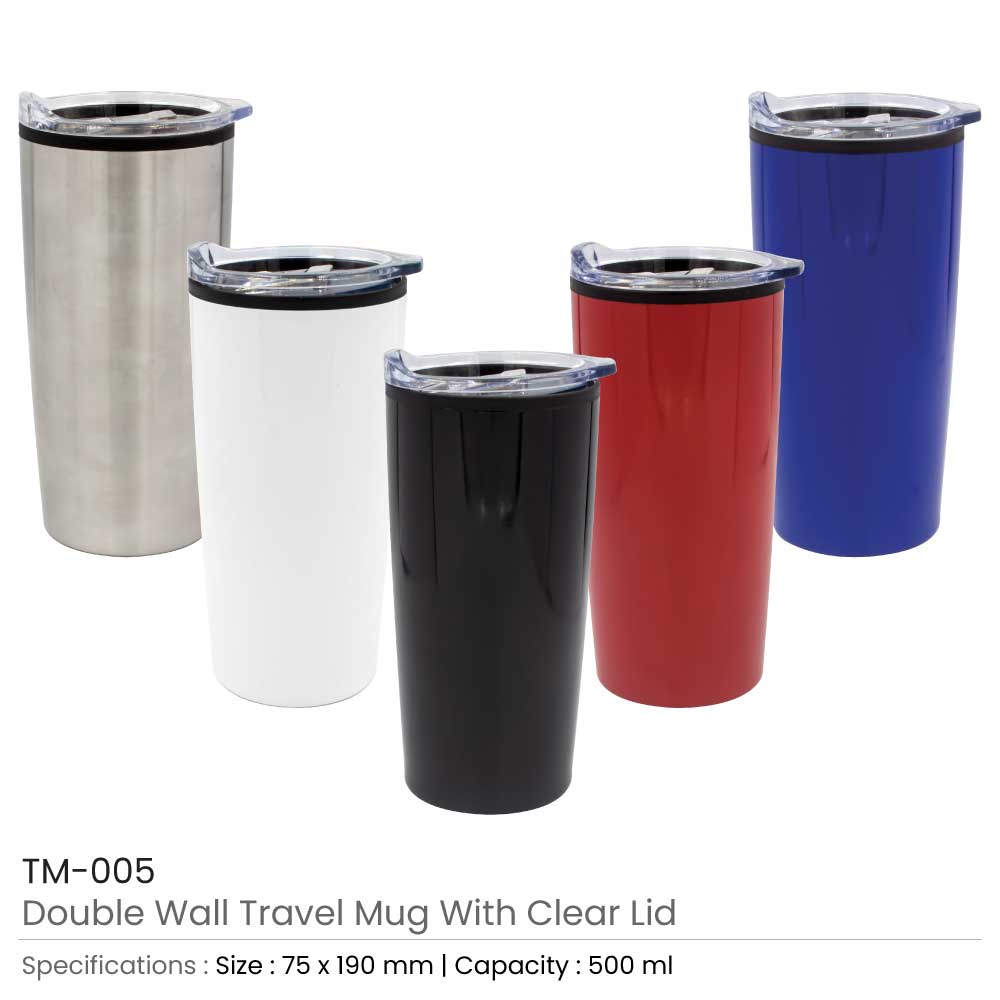 Double-Wall Travel Mugs with Clear Lid - Product Image from Digital Canvas Design & Printing Company