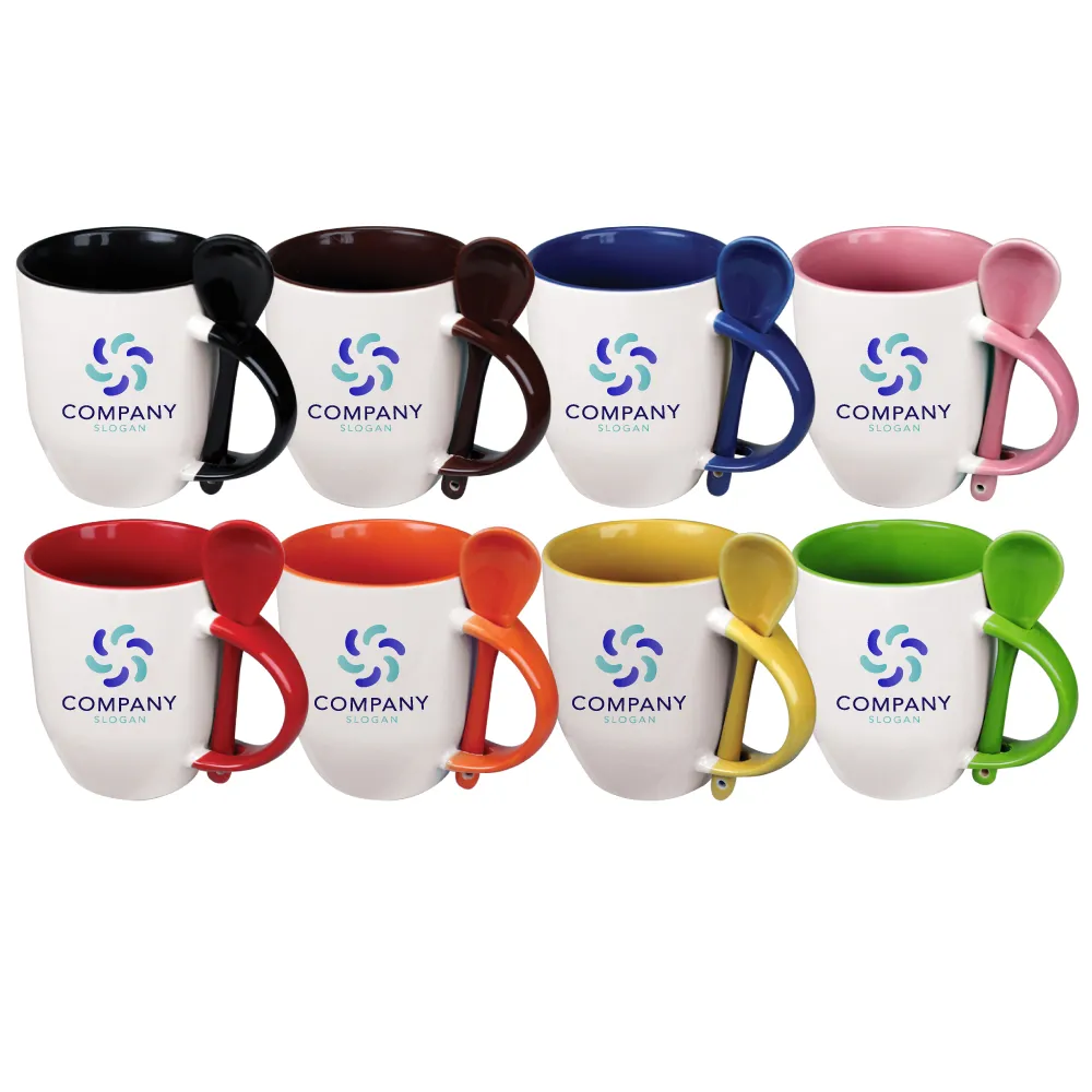 Two-Tone Ceramic Mugs with Spoon 11 oz - Design & Printing Company Product from Digital Canvas