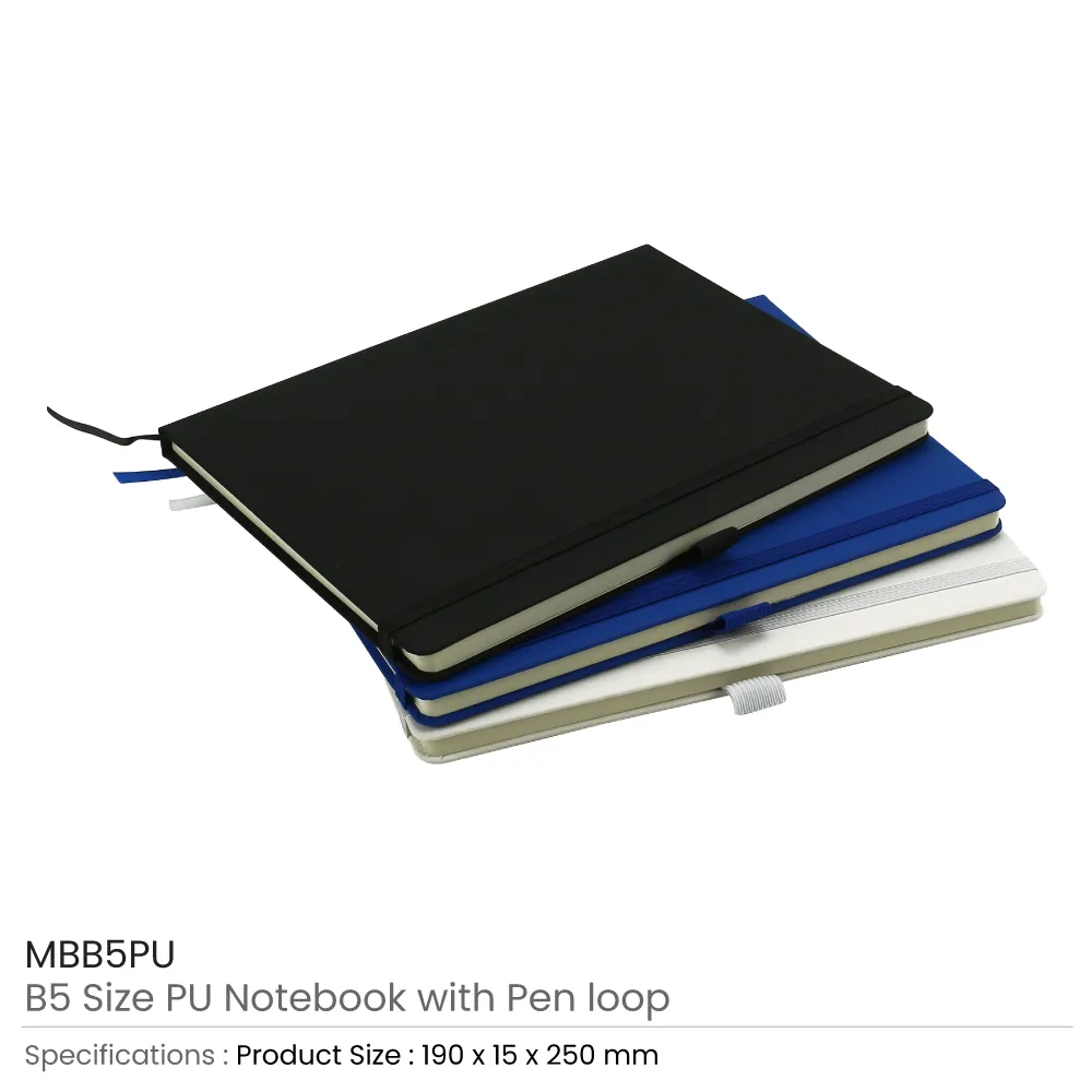 PU Notebooks B5 Size, Pen Loop, Ribbon Bookmark, Elastic Band - Product Image from Digital Canvas Design & Printing Company