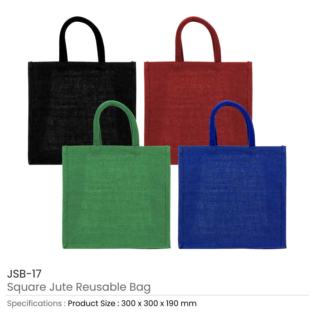 Reusable Square Jute Bags with Cotton Handles - Product Image from Digital Canvas Design & Printing Company