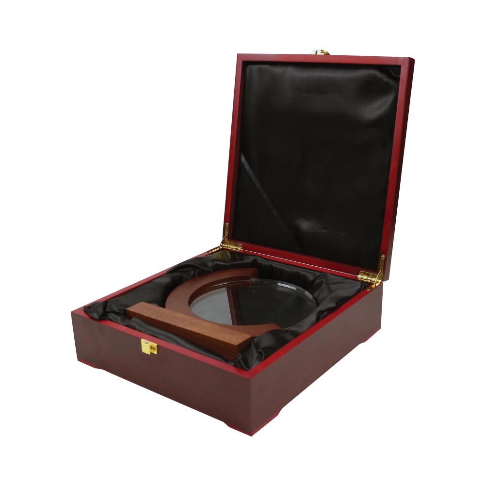 Round Moon Crystal Awards with Wooden Base - Product Image from Digital Canvas Design & Printing Company