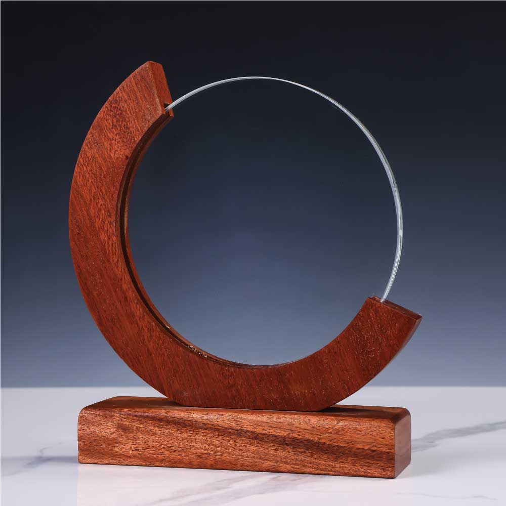 Round Moon Crystal Awards with Wooden Base - Design & Printing Company Product from Digital Canvas