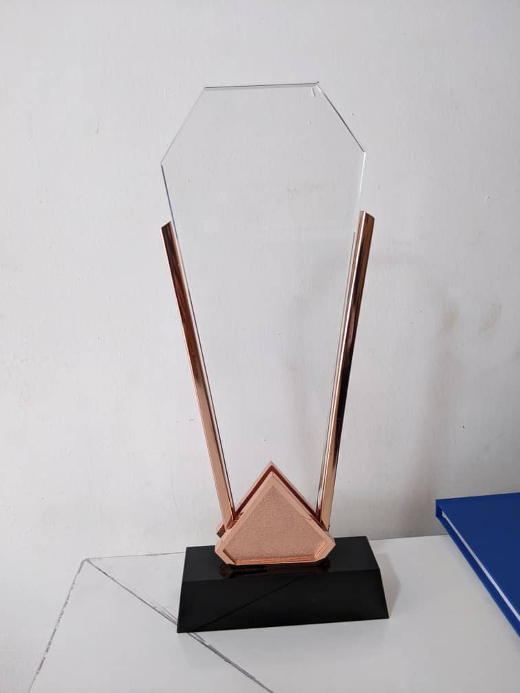 V-Tower Crystal Award with Rose Gold Accent - Promotional Product from Digital Canvas Design & Printing Company
